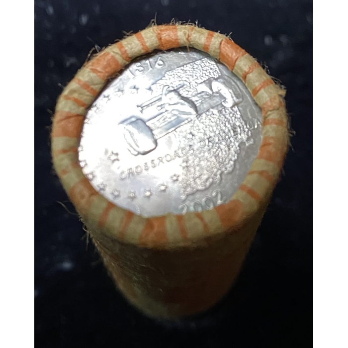 Rolled quarters with visible coin design