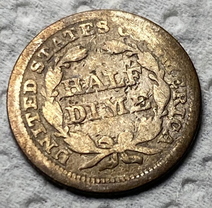 Vintage United States half dime coin close-up