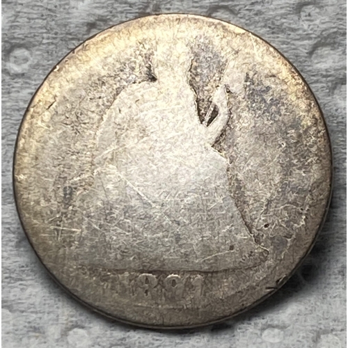 Worn 1891 coin with faint design.