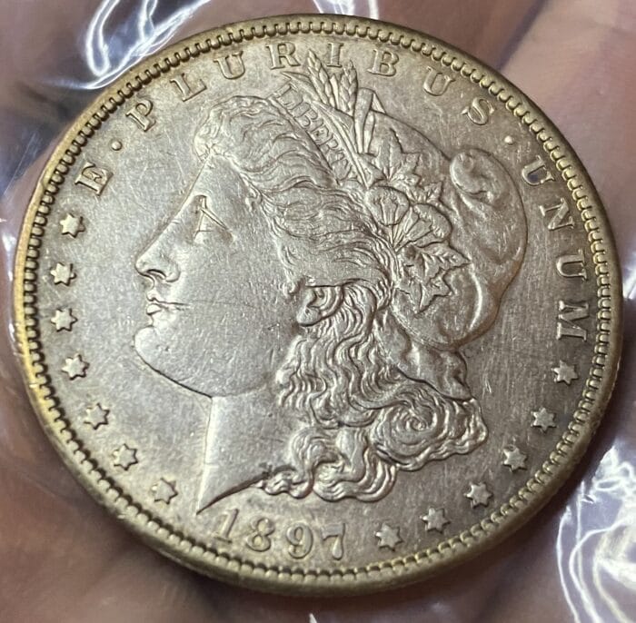 1897 silver coin with Liberty profile design