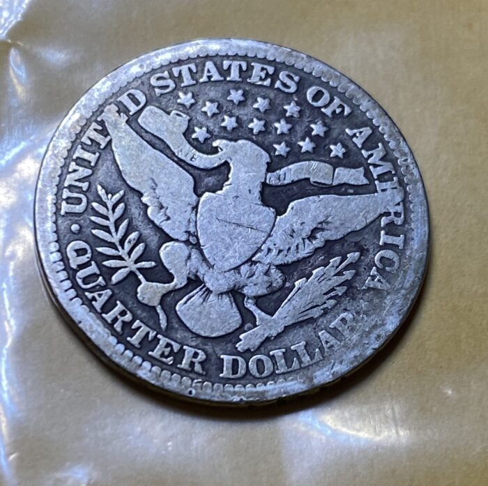 Reverse side of U.S. quarter dollar coin