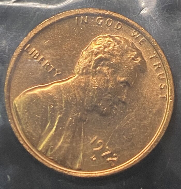 1972 US penny with Abraham Lincoln