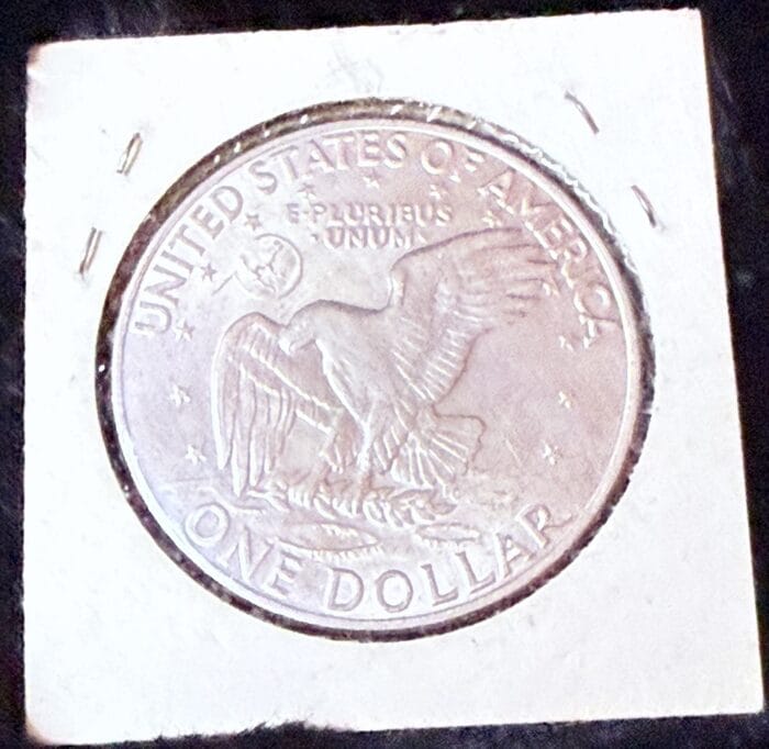 United States one dollar coin with eagle