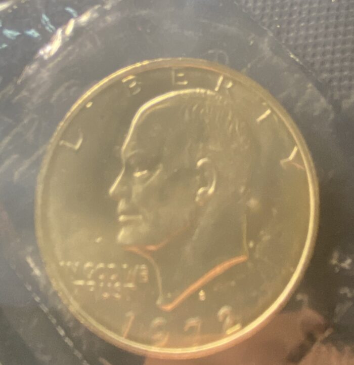 1972 Eisenhower dollar coin, profile view