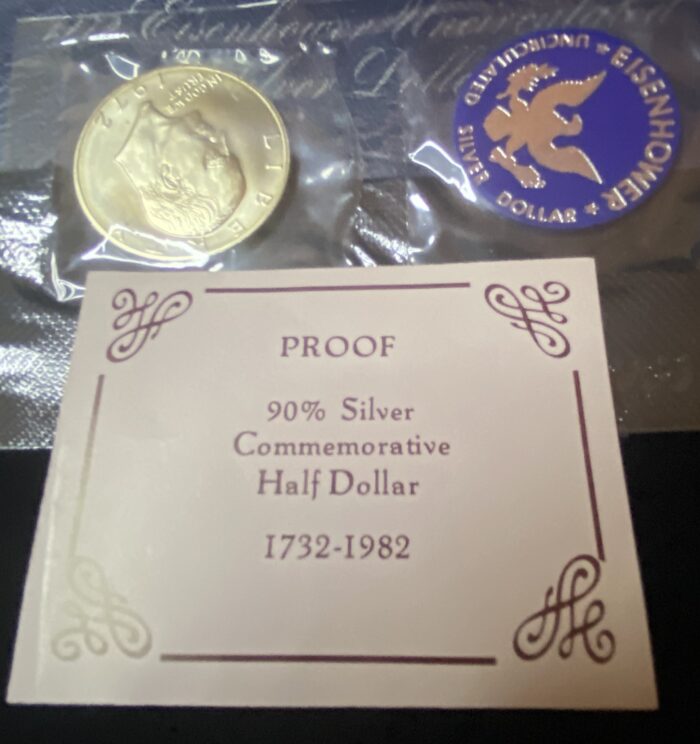 Proof 90% silver commemorative half dollar coin set.