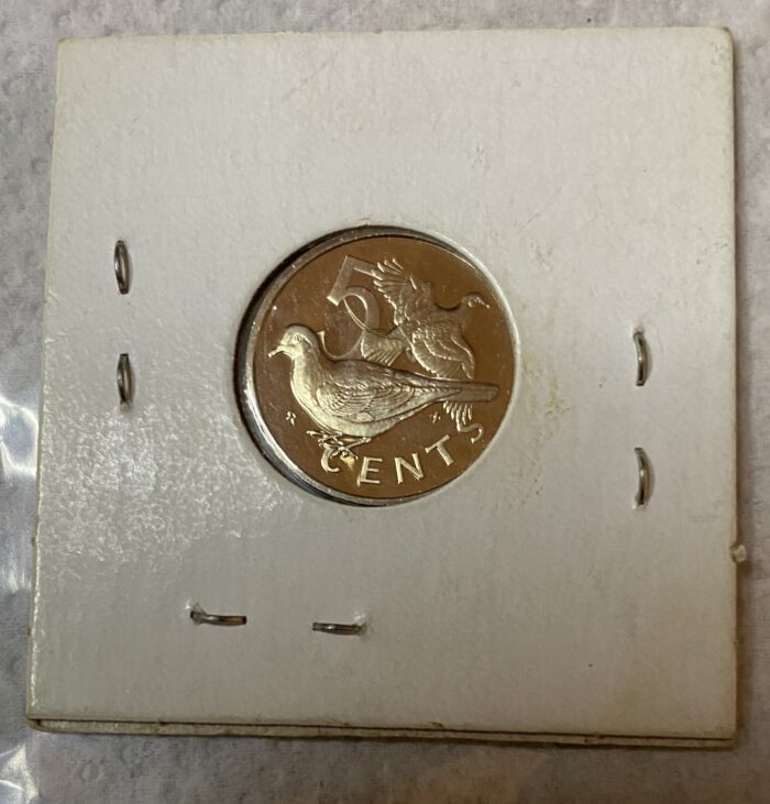 Five cents bird coin in holder