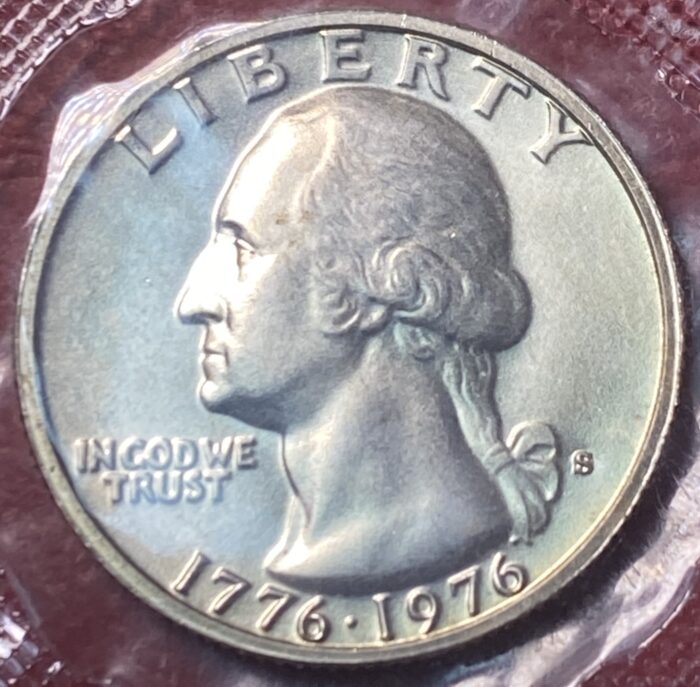 Bicentennial quarter, George Washington profile, 1776-1976.