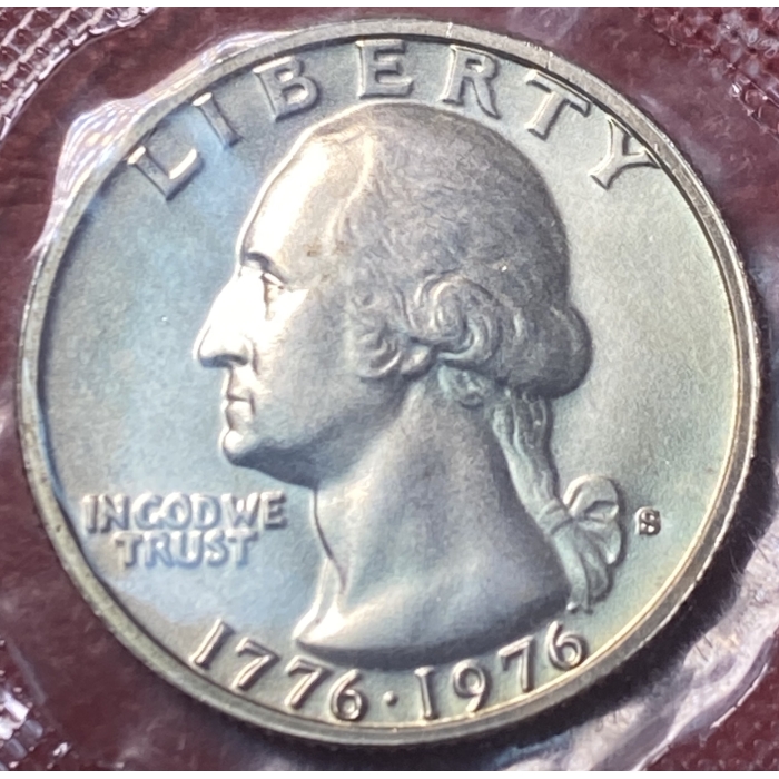 Bicentennial quarter, George Washington profile, 1776-1976.