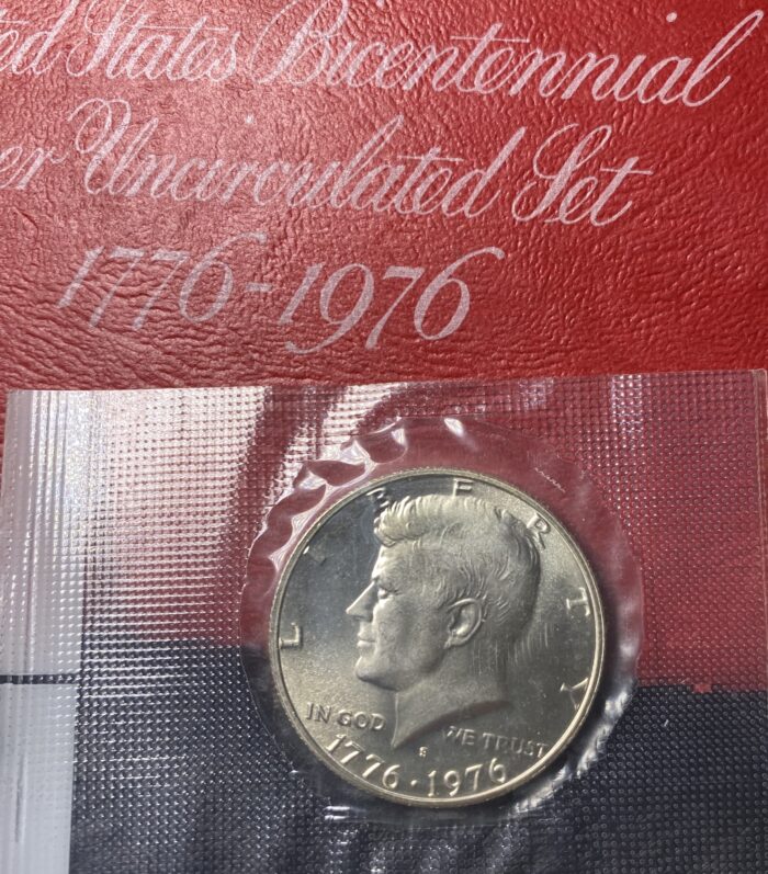 1976 bicentennial coin in protective packaging