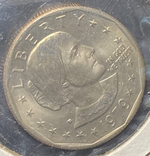 Susan B. Anthony dollar coin, year 1979.