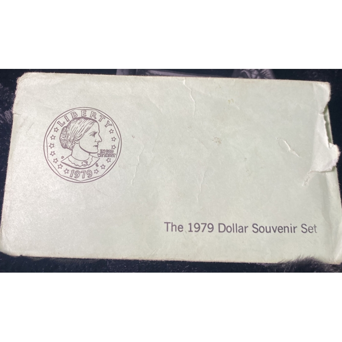 1979 Dollar Souvenir Set packaging with coin design.