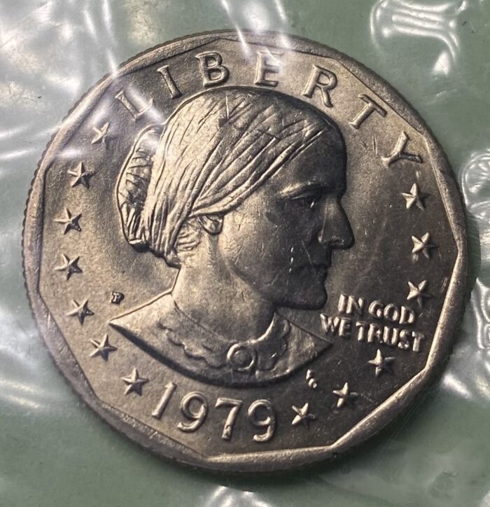 1979 Susan B. Anthony dollar coin.