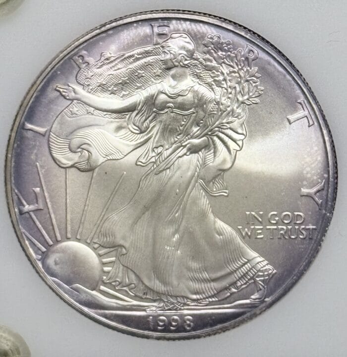 1998 American Silver Eagle coin front view