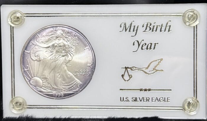 1998 U.S. Silver Eagle coin display