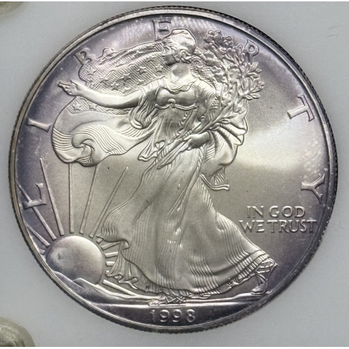 1998 Silver American Eagle coin with Liberty design.