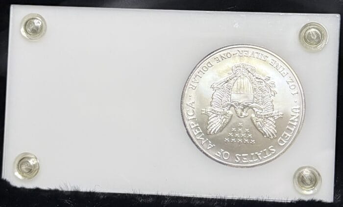 American silver dollar in protective case