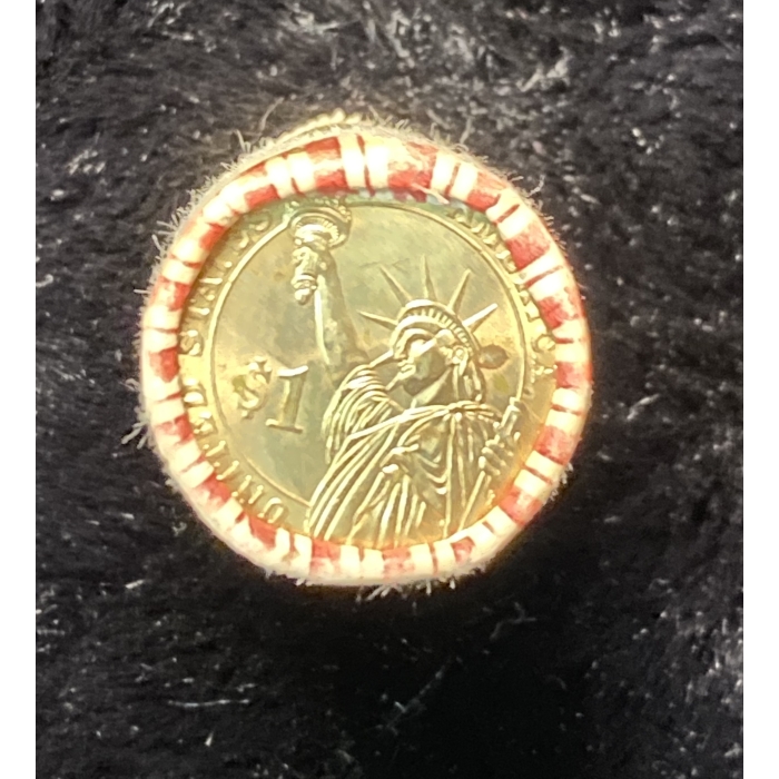 US $1 gold coin in paper roll