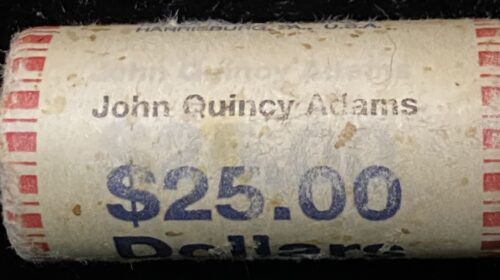 Coin roll labeled John Quincy Adams $25.00