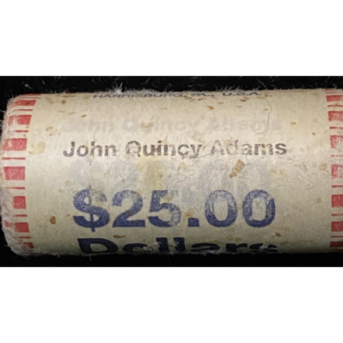 Coin roll labeled John Quincy Adams $25.00