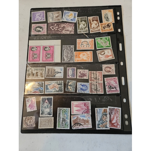 Collection of international vintage postage stamps.