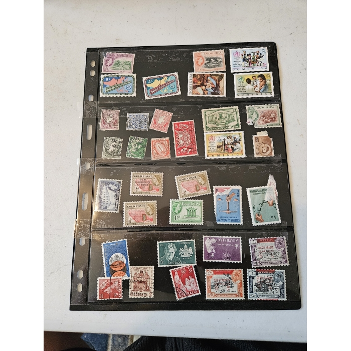 Collection of vintage international postage stamps.