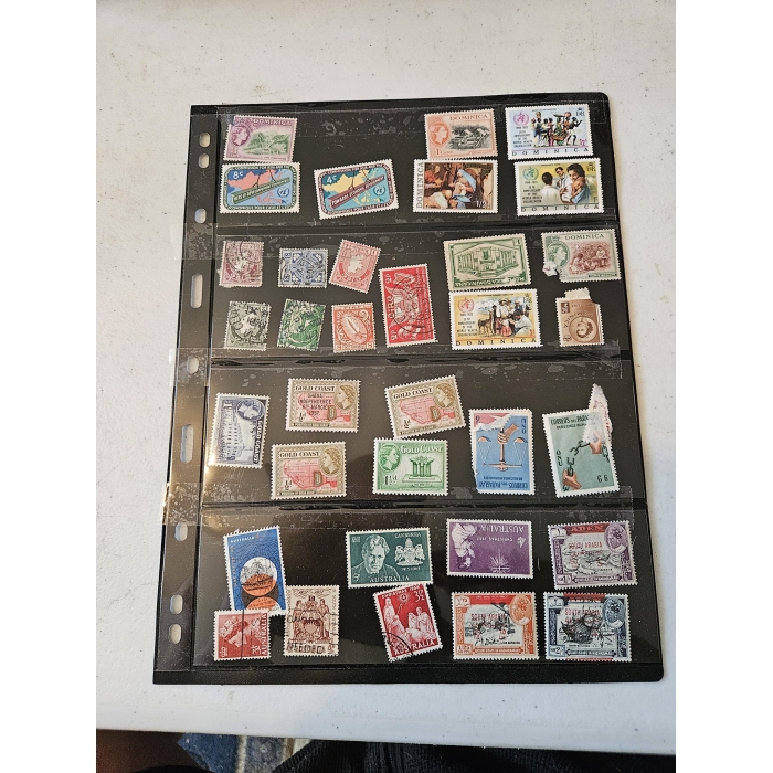 Collection of vintage international postage stamps.