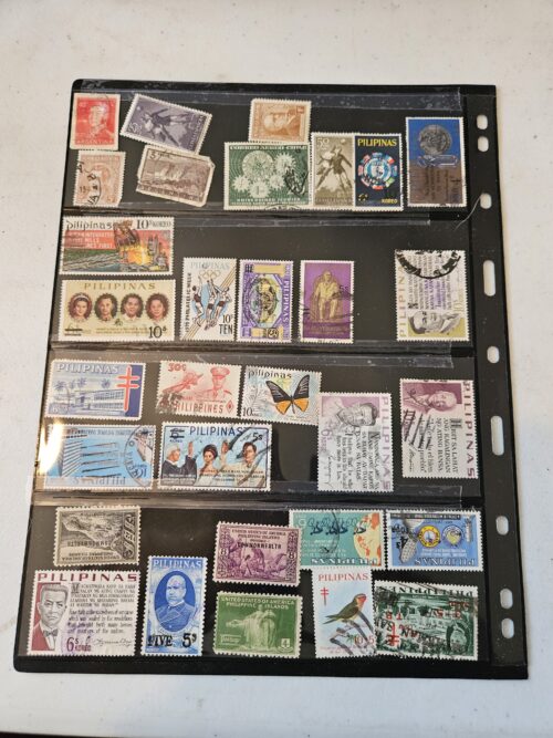 Collection of vintage international postage stamps.