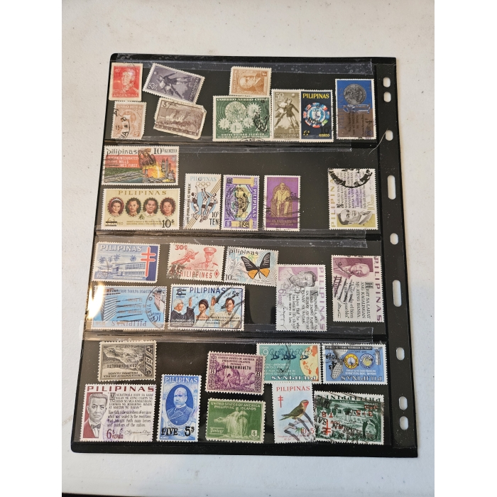 Collection of vintage international postage stamps.