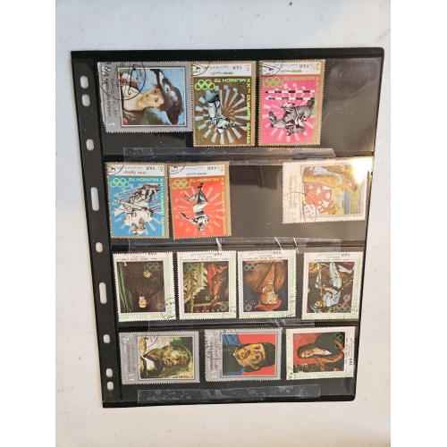 Collection of artistic and Olympic theme postage stamps