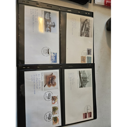 Four vintage postal covers with stamps and postmarks.