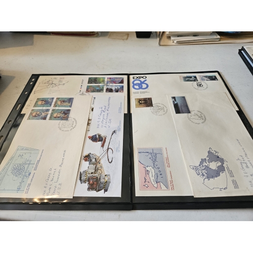 Collection of stamped envelopes in an album