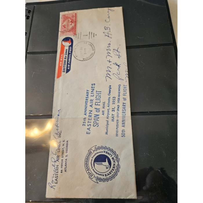 Eastern Airlines commemorative envelope with stamps.