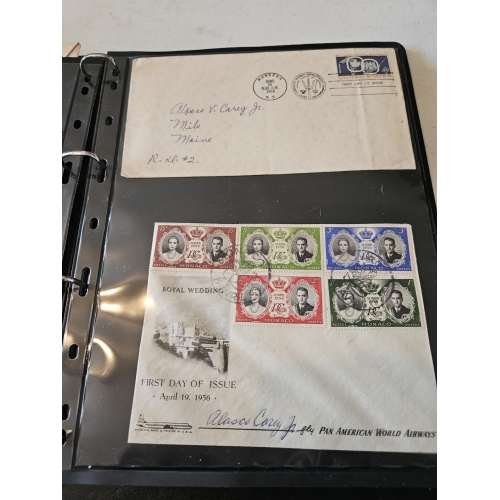 1956 Monaco royal wedding stamps and envelope collection