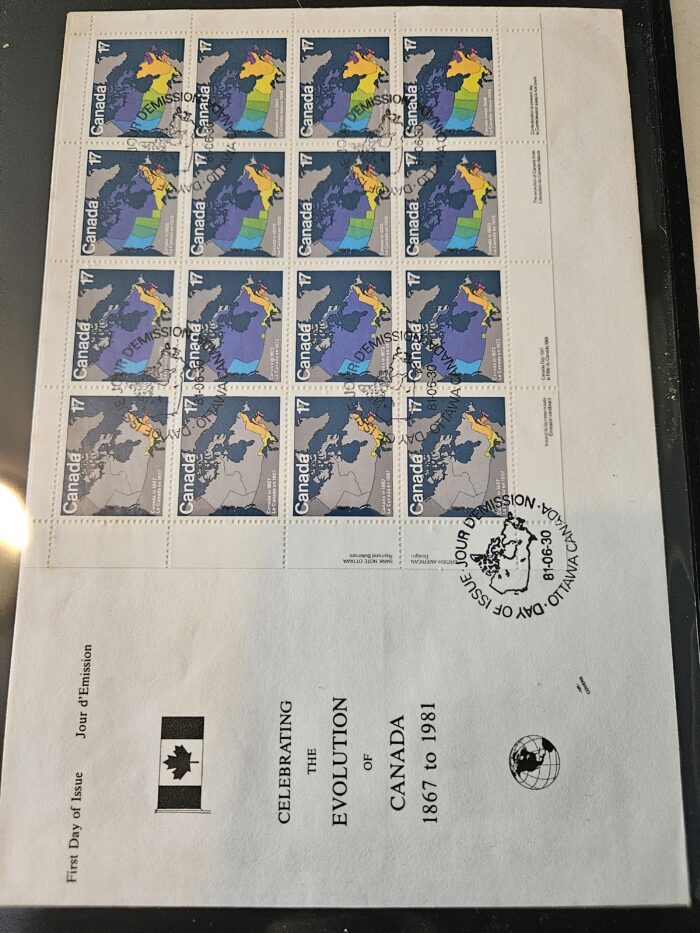 Canadian stamps celebrating evolution, 1867-1981.