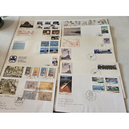 Collection of Canadian stamps on envelopes.