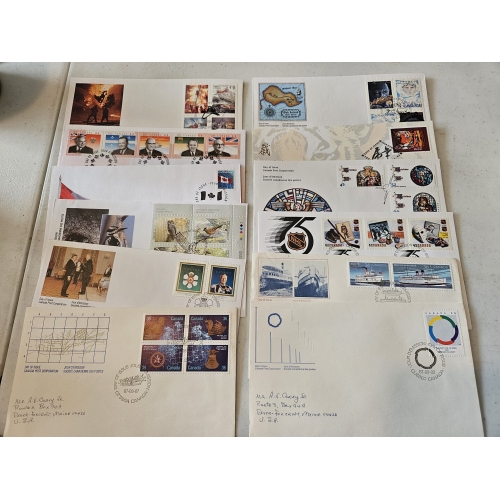 Collection of international postage stamps on envelopes.