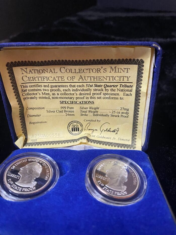 State quarter set with authenticity certificate