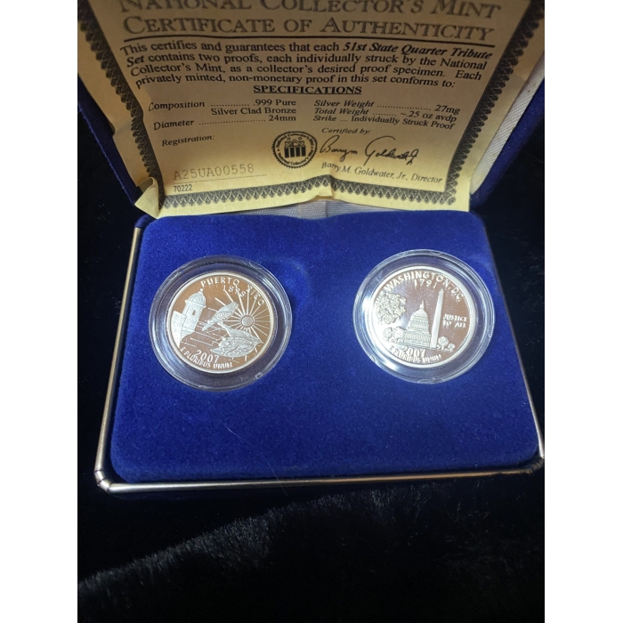 51st State Quarter Tribute coins and certificate