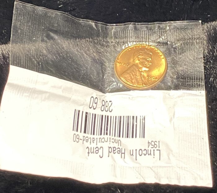 1964 Lincoln penny in plastic package