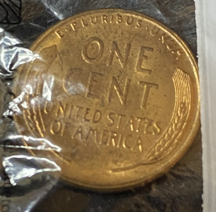 Reverse of US wheat penny coin, one cent