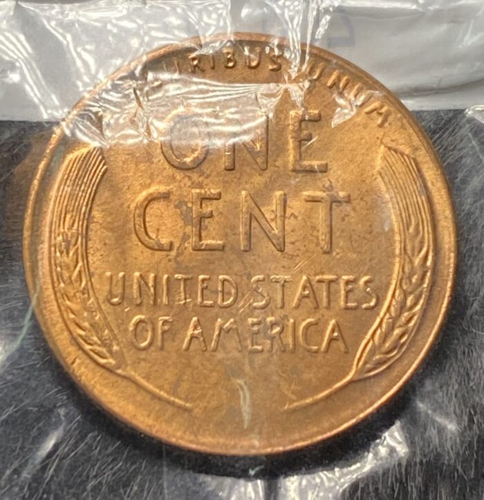 Close-up of a vintage wheat penny coin.