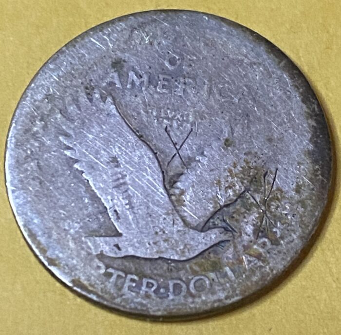 Old quarter dollar with eagle image