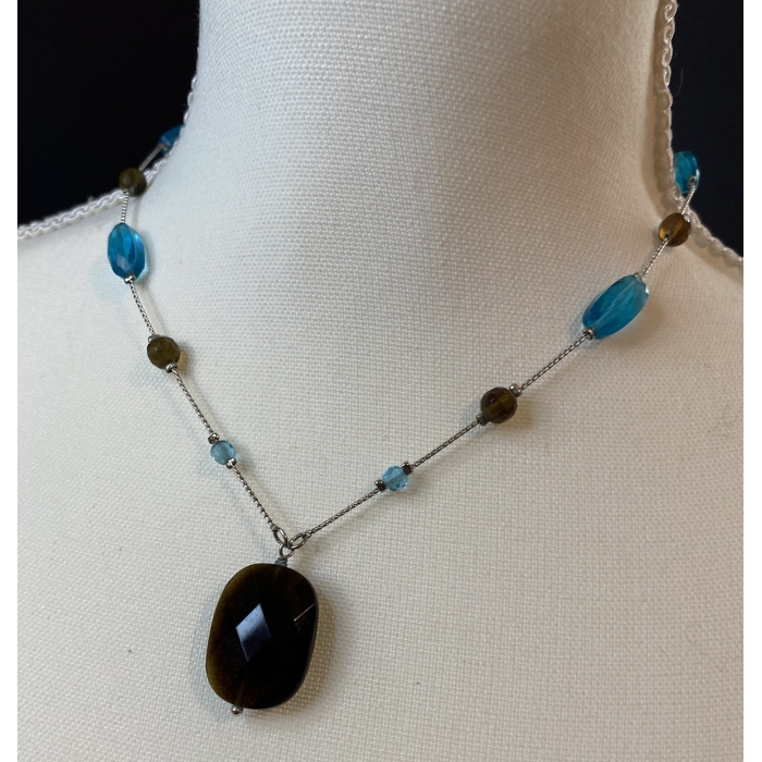 lia sophia equinox necklace silver toned sea blue & dark amber beads & bracelet2