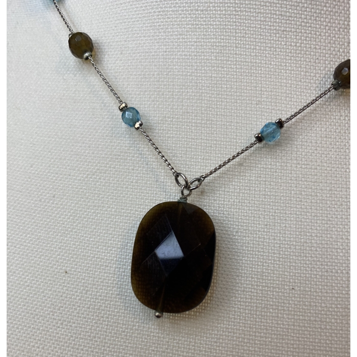 lia sophia equinox necklace silver toned sea blue & dark amber beads & bracelet3