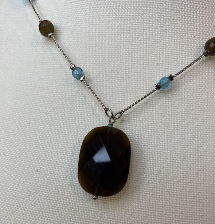 lia sophia equinox necklace silver toned sea blue & dark amber beads & bracelet3