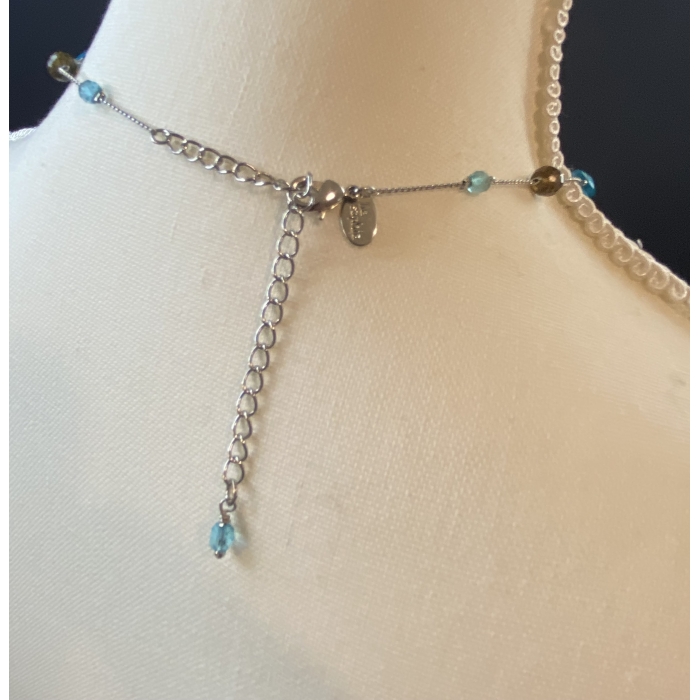 lia sophia equinox necklace silver toned sea blue & dark amber beads & bracelet6