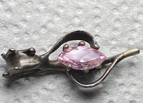 old 925 sterling silver & marquise cut pink flourite pendant11