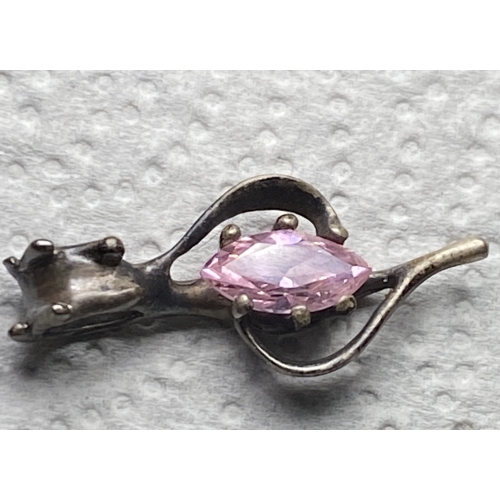 old 925 sterling silver & marquise cut pink flourite pendant11