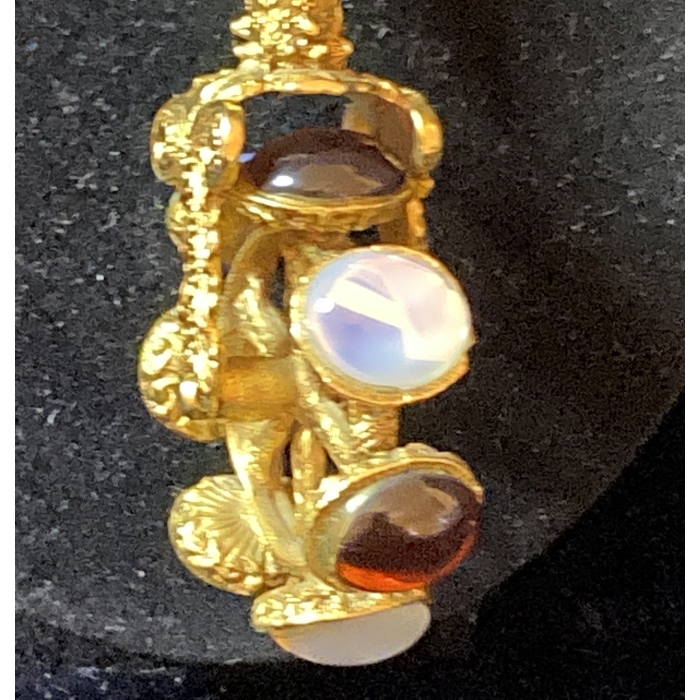 vintage revolving desk stamp style necklace pendant gold tone with glass2