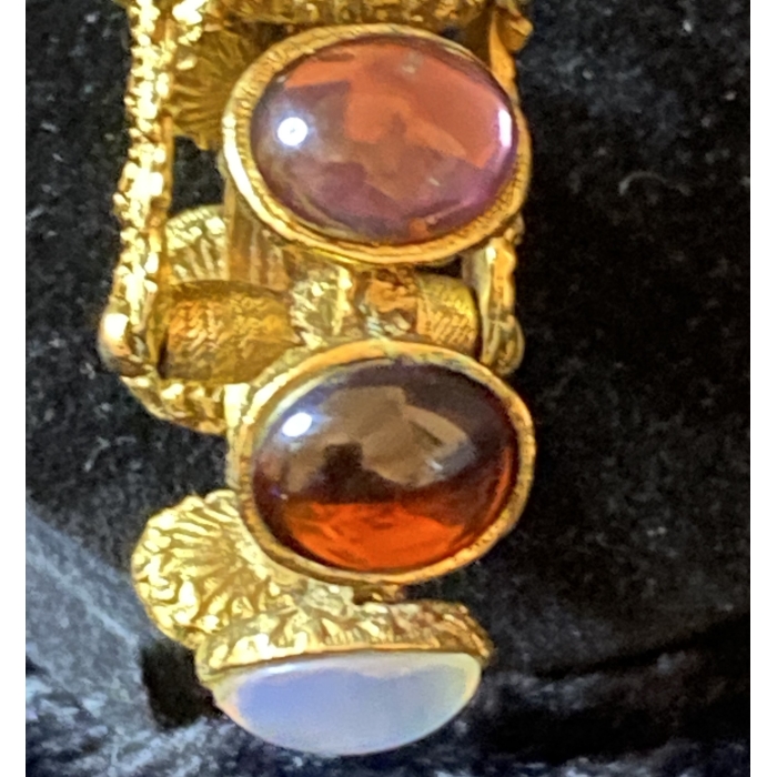 vintage revolving desk stamp style necklace pendant gold tone with glass3
